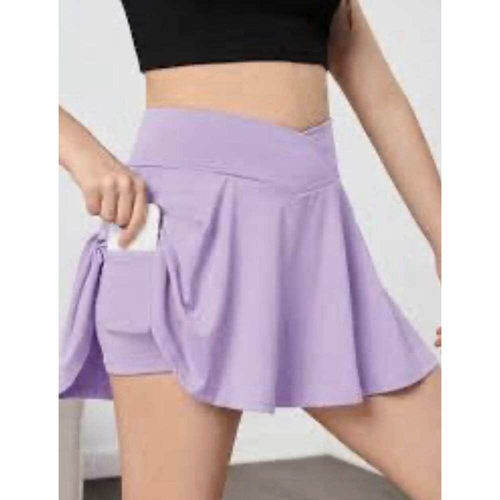 Women’s Tennis Skirt – Size 12Y – Sports Yoga Athletic Skort with Safety Shorts